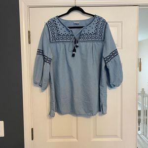 Chambray 3/4 sleeve shirt